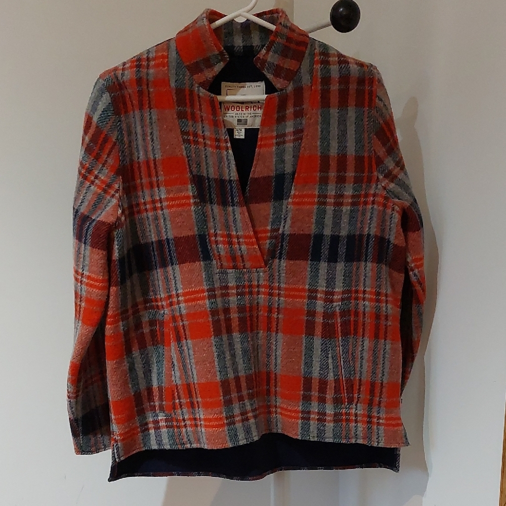 Vintage Woolrich Red and Blue Plaid V-Neck Top Size Medium